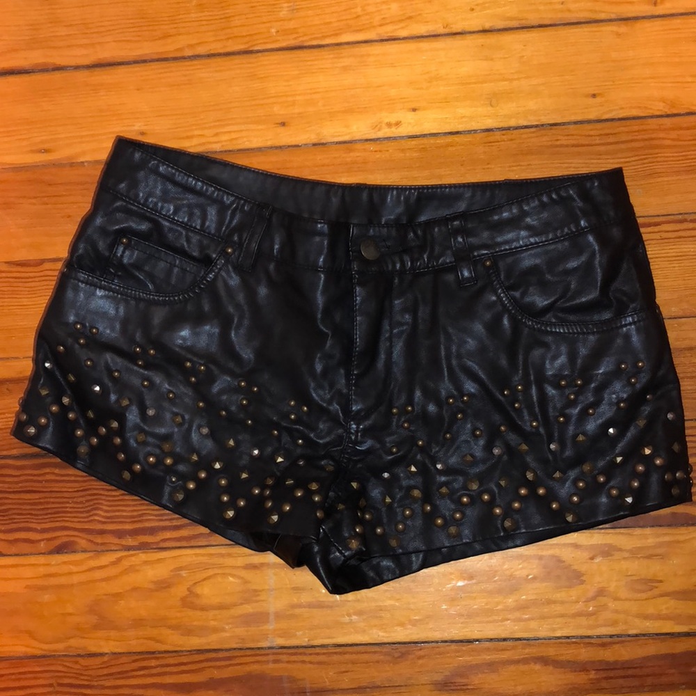 Free People Vegan Leather Studded Shorts